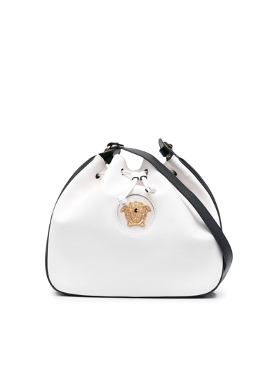 Versace Bucket Bag In V Optic White Black Gold