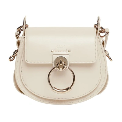 Chloé Tess Small Saddle Crossbody Bag In Nude