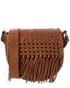 Frye Melissa Woven Fringe Saddle Shoulder Bag In Brown