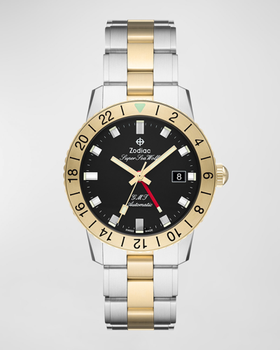 Zodiac Men's Super Sea Wolf Gmt Automatic, Two-tone Stainless Steel Watch In Gold
