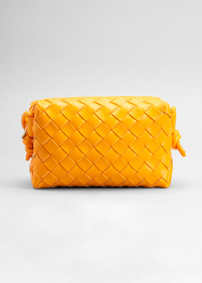 Bottega Veneta Loop Mini Intrecciato Crossbody Bag In Tangerine