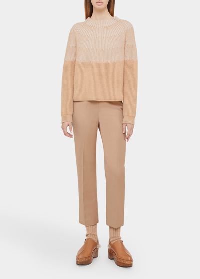 Agnona Mid-rise Straight-leg Ankle Trousers In Camel