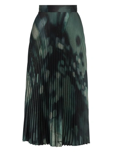 Agnona Women's Printed Plissé-pleated Midi-skirt In Pine Tree