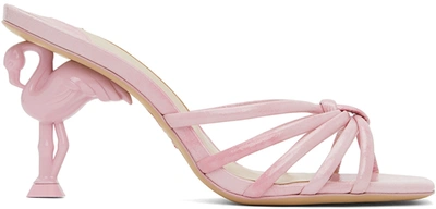 Sophia Webster Flo Flamingo Patent Leather Mid-heel Mules In Pink