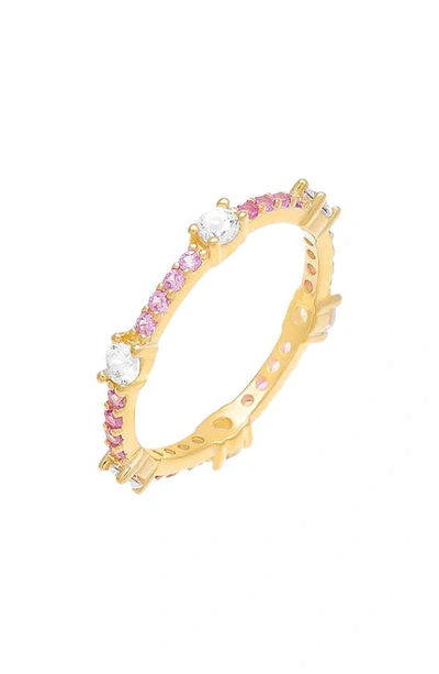 Adinas Jewels Adina's Jewels Colored Gemstone X Cz Thin Eternity Ring In Pink