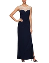 Alex Evenings Side Ruched Dress In Navy/nude