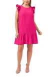 Cece Flutter Sleeve Ruffled Midi Dress In Pink