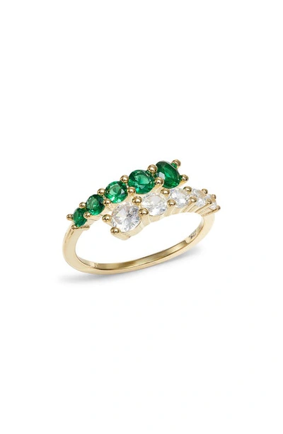 Adinas Jewels Multi-color Graduated Cubic Zirconia Wrap Ring In Green