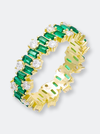Adinas Jewels By Adina Eden Baguette With Solitaire Scattered Eternity Band In Gold