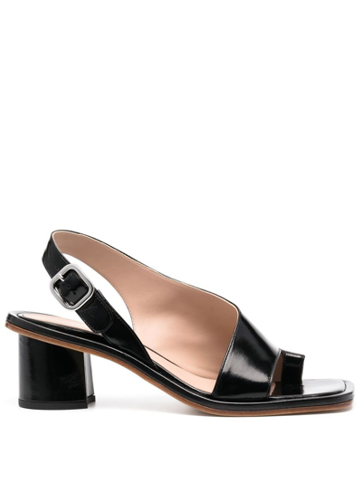 Scarosso Jill Patent Leather Sandals In Black Patent