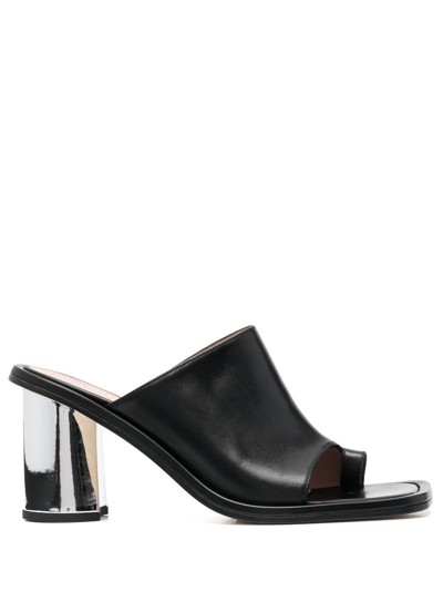 Scarosso Gwen 85mm Leather Mules In Black Calf