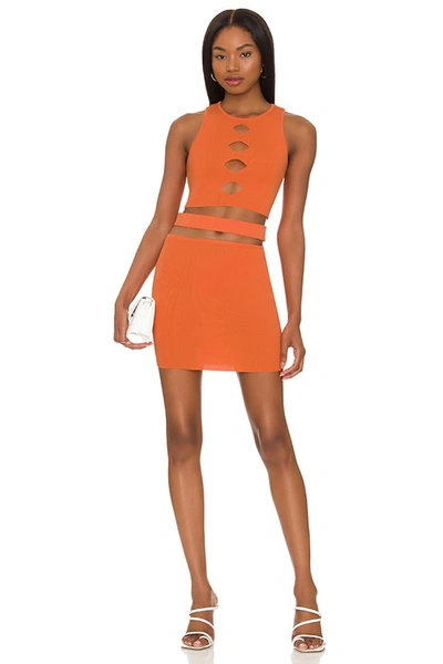 Superdown Palmer Cut Out Skirt Set In Tangerine