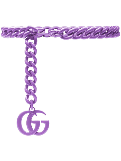 Gucci Gg Marmont Chain-link Belt In Purple ModeSens