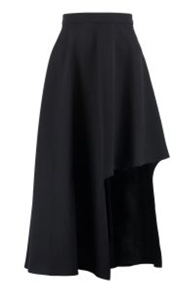Alexander Mcqueen Asymmetric Polyfaille Skirt In Black