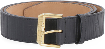 Fendi Logo Embossed Buckle Belt In Black