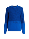 Versace Men's La Greca Signature Knit Sweater In Blue