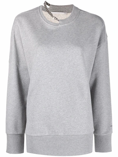 Stella Mccartney Falabella Chain Detail Cotton Sweatshirt In Grey