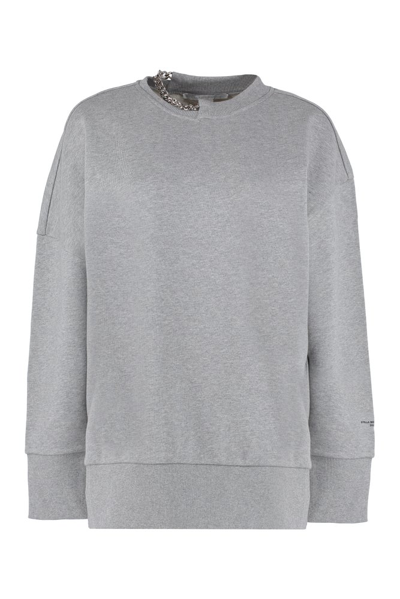 Stella Mccartney Falabella Chain Detail Cotton Sweatshirt In Grey