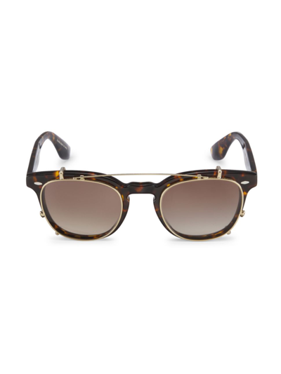 Brunello Cucinelli Convertible Oval Acetate Sunglasses In Brown Tortoise