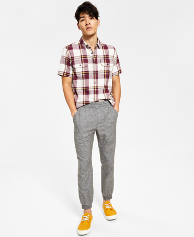 Sun + Stone Men's Charles Linen Jogger Pants, Created For Macy's In Forest Night