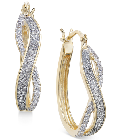 Macy's Diamond Glitter Infinity Hoop Earrings (1/6 Ct. T.w.) In 14k Gold-plated Sterling Silver Or 14k Rose