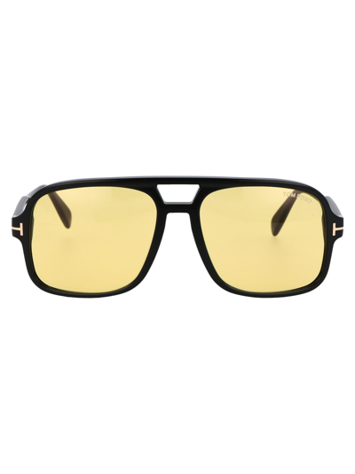 Tom Ford Ft0884 Sunglasses In 01e Nero Lucido / Marrone