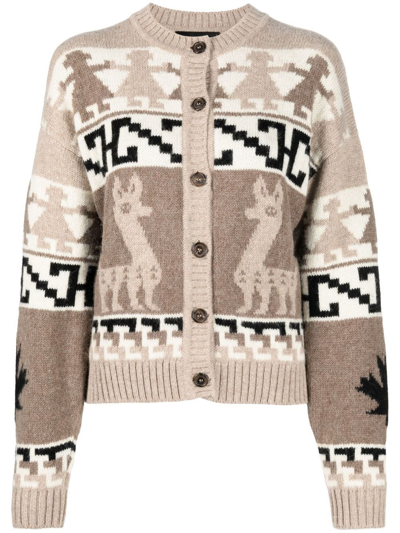 Dsquared2 Short Beige Cardigan With Embroidery