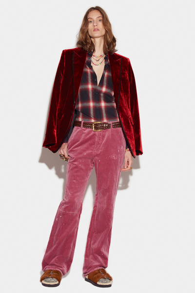 Dsquared2 Plum-coloured Cotton Bell-bottom Trousers In Pink