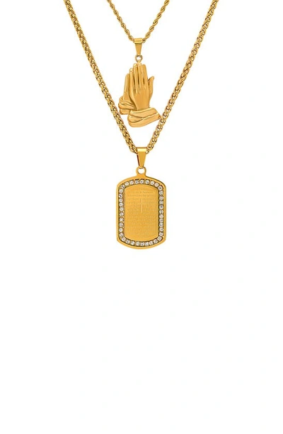 Hmy Jewelry Lord's Prayer Layered Necklace In Yellow