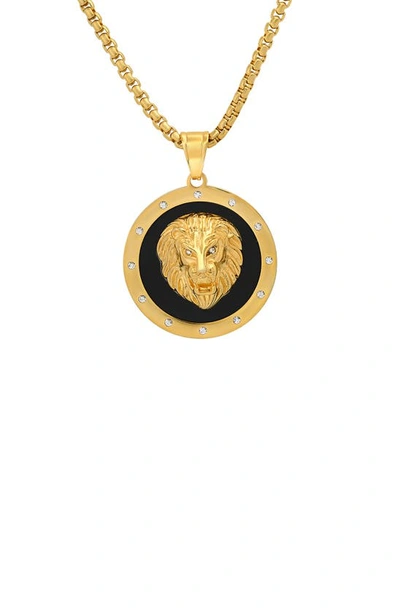 Hmy Jewelry Lion Head Pendant Necklace In Yellow
