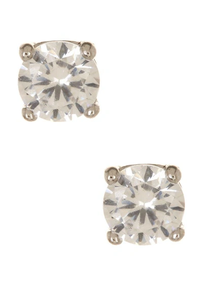 Nordstrom Rack Sterling Silver Round Cut Cz Studs In Clear/silver