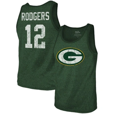 Majestic Fanatics Branded Aaron Rodgers Green Green Bay Packers Name & Number Tri-blend Tank Top