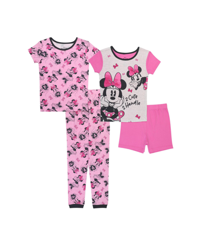 Ame Little Girls Minnie Mouse 4 Piece Pajama Set In Assorted