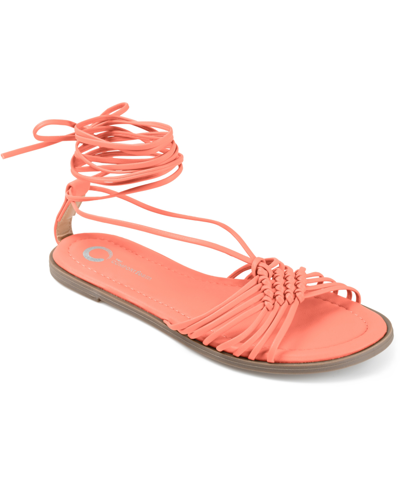 Journee Collection Women's Jess Tie-up Sandals Women's Shoes In Coral