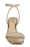 Jewel Badgley Mischka Women's Charisma Ii Kitten Heel Evening Sandals In Gold Fabric