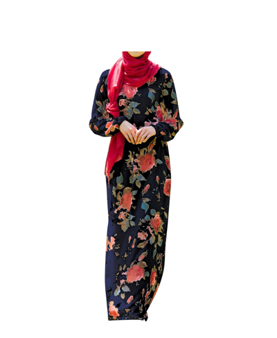 Urban Modesty Women's Floral Drawstring Maxi Dress In Navy