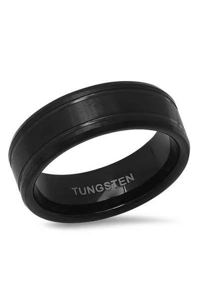 Hmy Jewelry Black Tungsten Brushed Band Ring