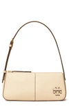Tory Burch Mcgraw Pebble Leather Wedge Shoulder Bag In Brie