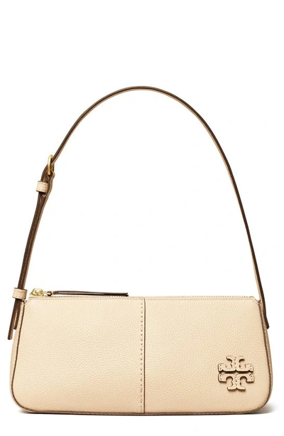 Tory Burch Mcgraw Pebble Leather Wedge Shoulder Bag In Brie