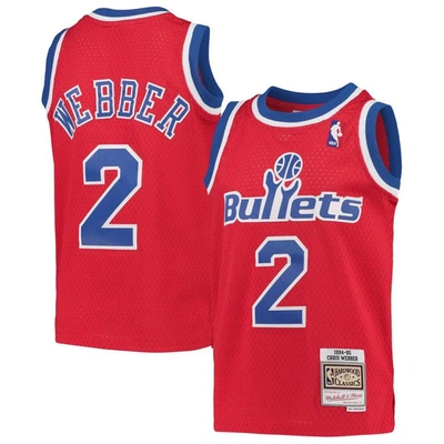 Mitchell & Ness Kids' Youth  Chris Webber Red Washington Bullets 1994/95 Hardwood Classics Swingman Jersey