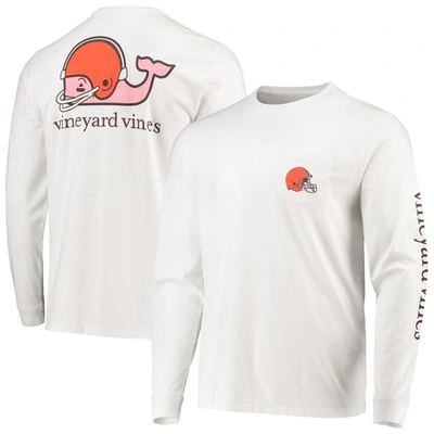Vineyard Vines White Cleveland Browns Whale Helmet Long Sleeve T-shirt