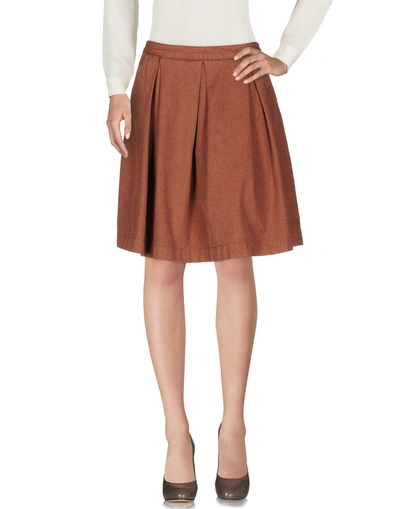 Monocrom Knee Length Skirt In Khaki