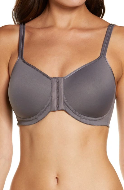 Amoena Mara Front & Back Closure Underwire Bra In Dark Grey