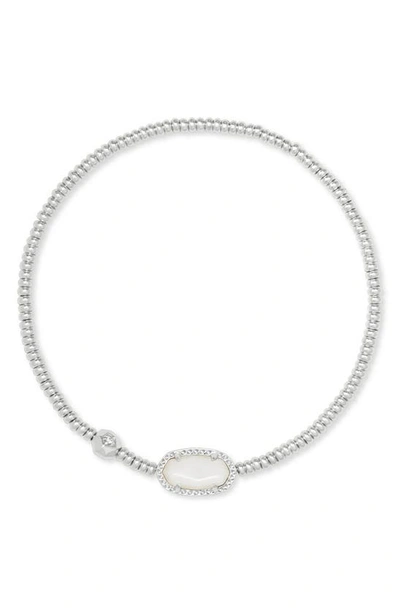 Kendra Scott Grayson Beaded Stretch Bracelet In Rhodium Ivory