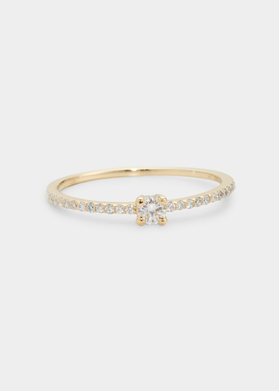 Lana Jewelry Flawless Stackable Ring With Solo Diamond In Yellow
