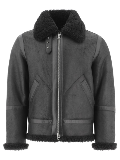 Acne Studios Men's Lamb Leather & Shearling Aviator Jacket In Black