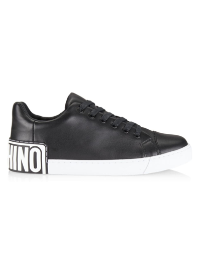 Moschino Men's Maxilogo Leather Low-top Sneakers In Nero