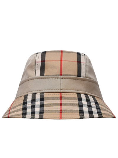 Burberry Cotton Gabardine Vintage Check Bucket Hat In Neutrals