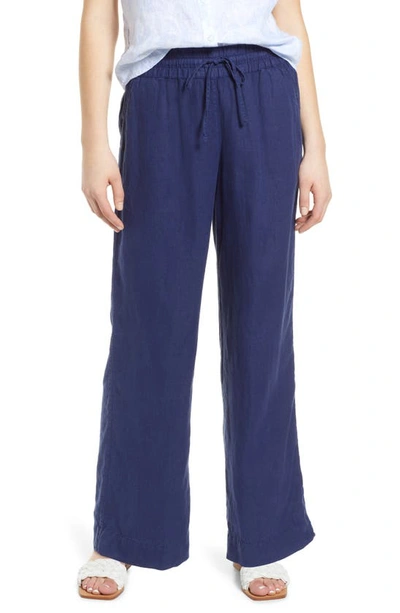 Tommy Bahama Two Palms High Waist Linen Trousers In Island Navy
