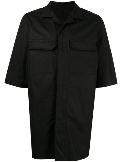 Rick Owens Oversized Short-sleeve Shirt In Black